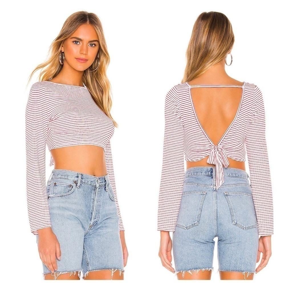 Superdown Bethany Tie Back Top, Red & White Stripes, Size S